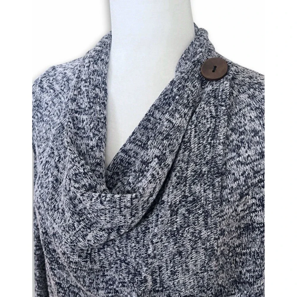 Bobeau Asymmetrical Wrap Sweater Heather Blue Lightweight Cardigan Sz Small USA